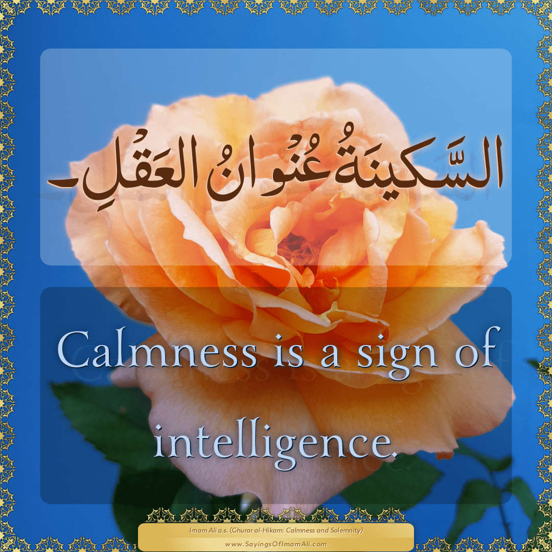 Calmness is a sign of intelligence.